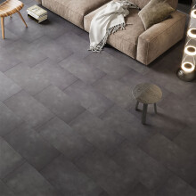 (#2) 16Pcs Grey Stone Effect PVC Flooring Tiles