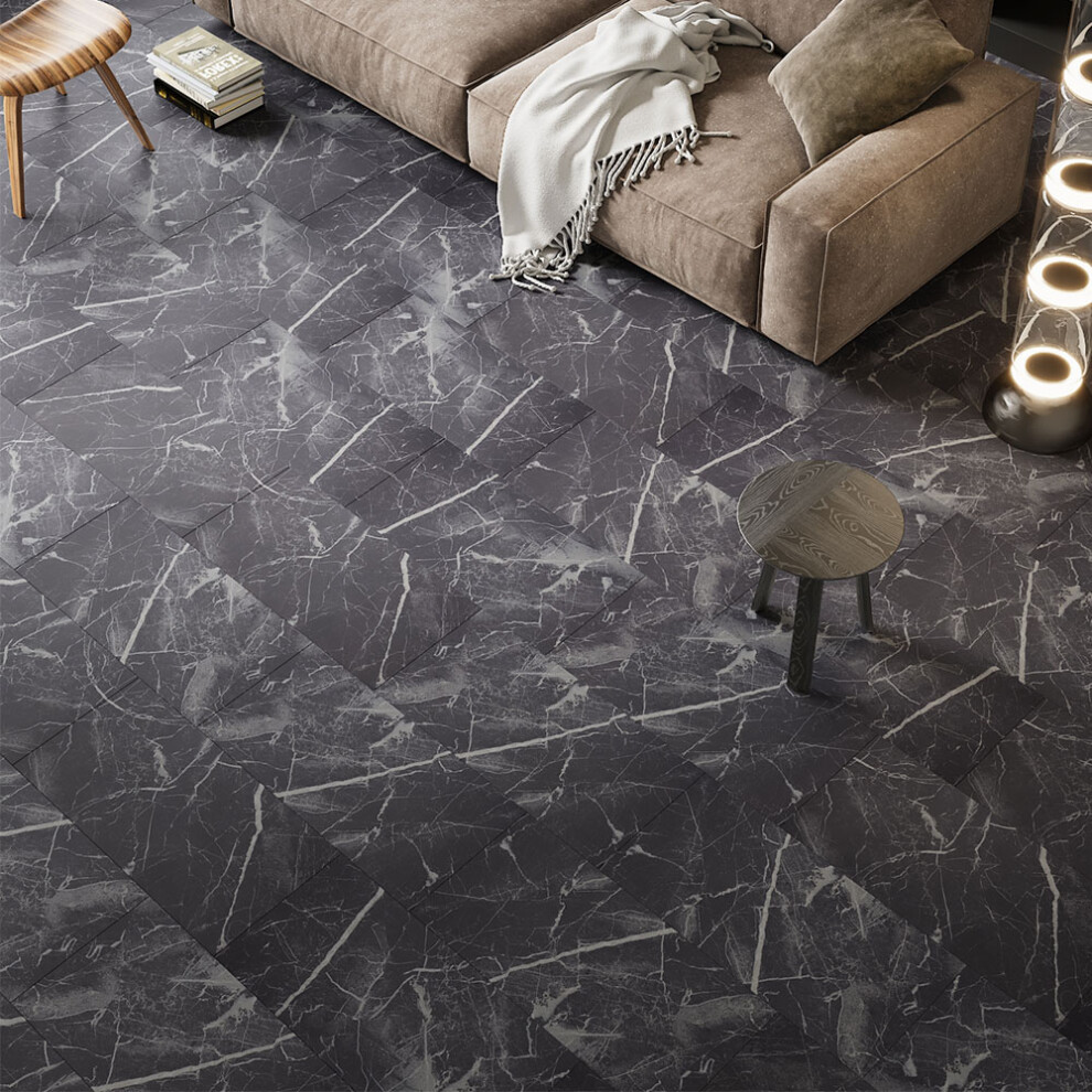 (#3) 20Pcs Grey Stone Effect PVC Flooring Tiles
