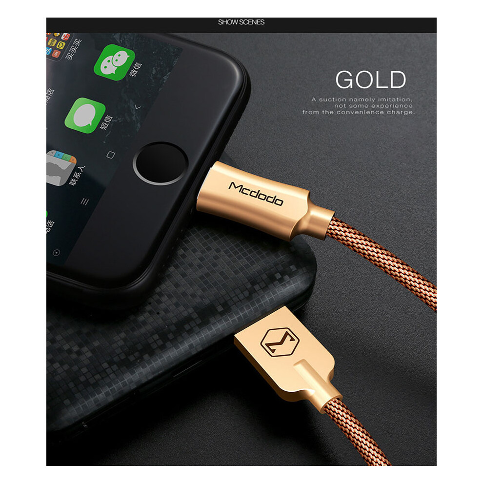(Gold, 1.2m) Led Smart Auto Disconnect Lightning Usb Data Charging Cable For 7 X 8-image-OPC-PFZHPP9-NEW