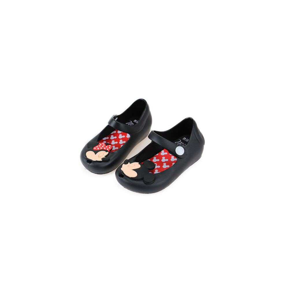 (#3 Black--Mickey Minnie Stylish Jelly Shoes, Tag 28 / US 8 / UK 7) Lovely Kids Girls Cartoon Mickey Minnie Sandals Casual Summer Beach Jelly Shoes