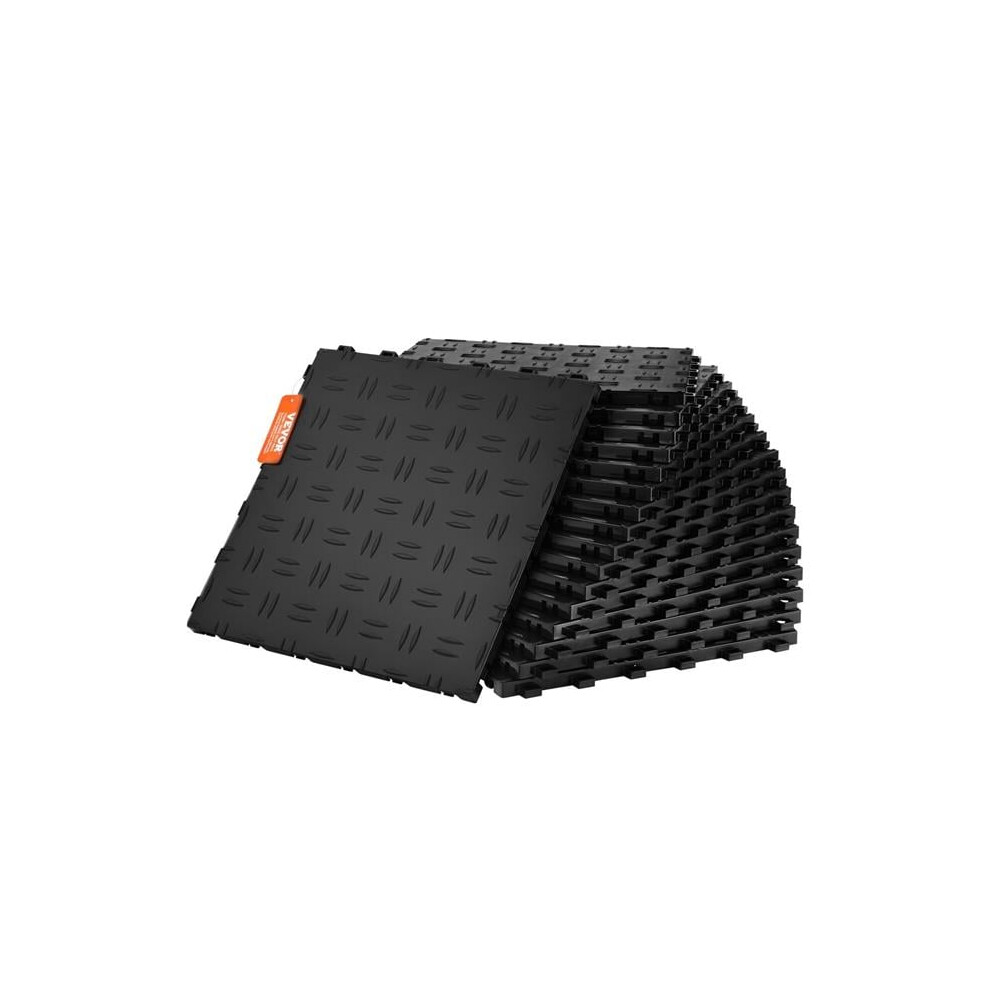 Vevor Ckddhsj251212i91tv0 12 X 12 X 0.53 In. Garage Interlocking Tiles, - Pack Of 25 Black