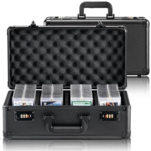 Vevor FJKSNHMMS108T371IV0 108 PSA Graded Card Storage Box 4 Slots Sports Card Holder Case with Coded Lock
