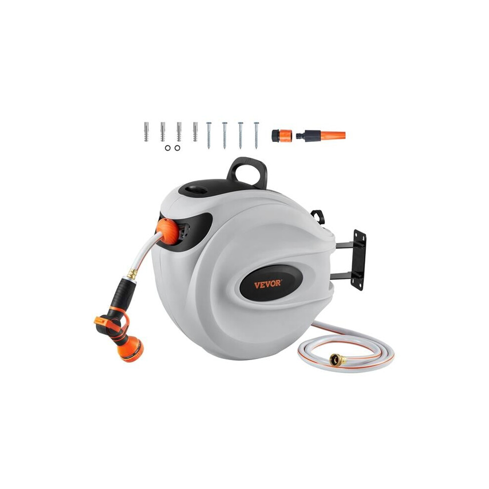 Vevor KSSJGQHTSH100F02AV0 Retractable Hose Reel Water Hose Reel 100 ft. x 0.50 in. 180 deg Swivel Wall-Mounted