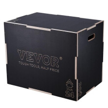 Vevor SHYTX302420YJ3BI5V0 3-in-1 Plyometric Jump Box, 30 x 24 x 20 in. Wooden Plyo Box, Platform & Jumping Agility Box, Black