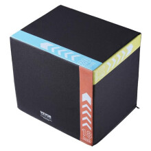 Vevor SHYTX201816Y4OISDV0 3-in-1 Plyometric Jump Box, 20 x 18 x 16 in. Cotton Plyo Box, Platform & Jumping Agility Box, Black