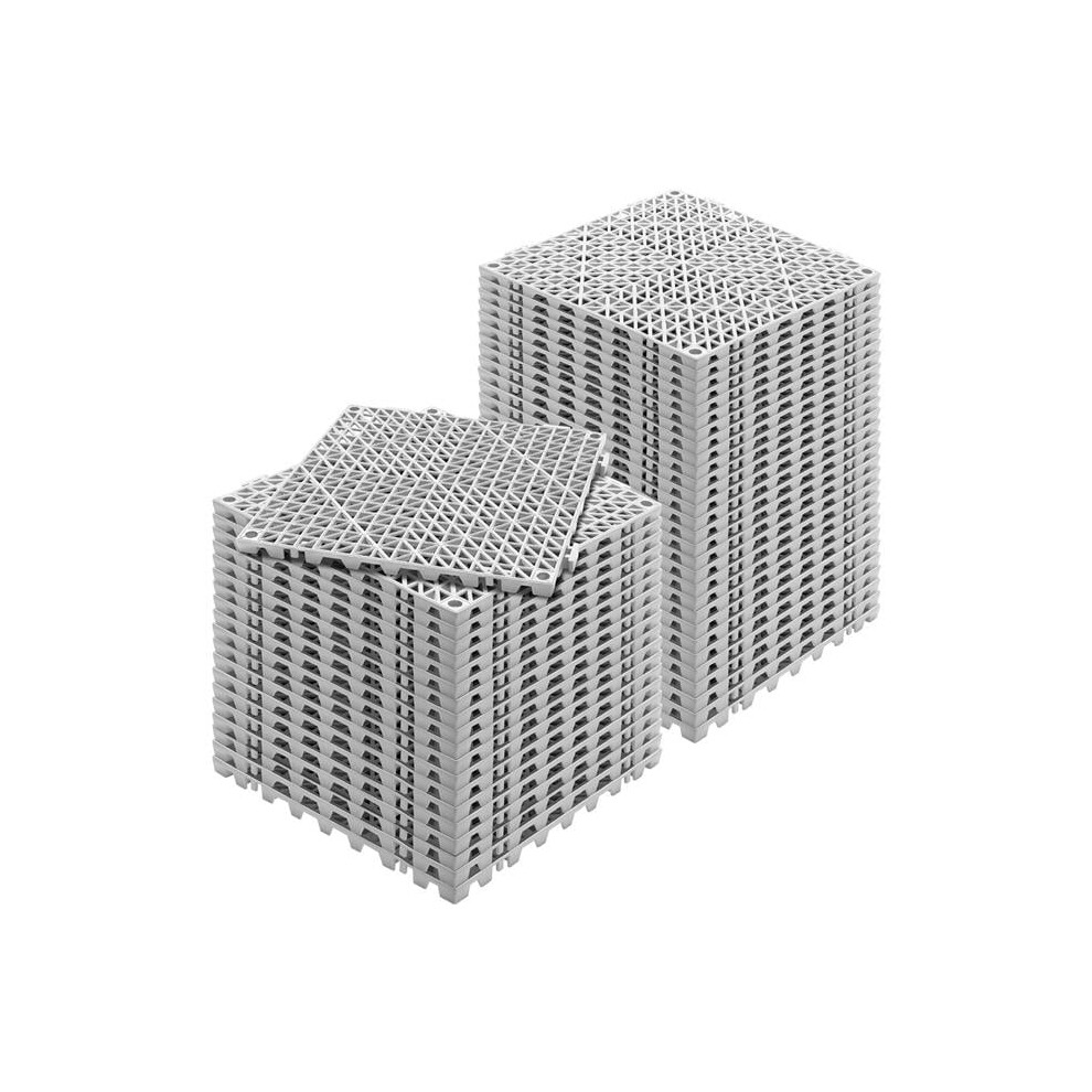 Vevor HZXSJDD1212YF0ZXDV0 Gray Interlocking Tile, Drainage Tiles 12 x 12 in. Splicing, Soft PVC Interlocking Drainage Floor Tiles - 50 Piece