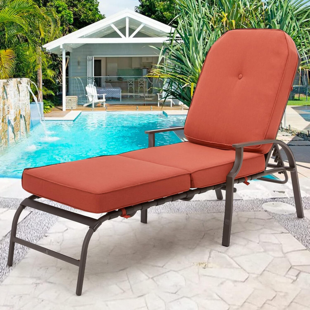 (Orange) YODOLLA 207cm Long Sun Lounger For Garden