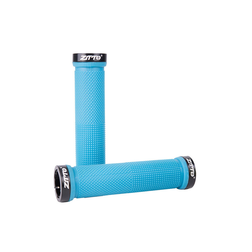 (Blue) Bike Grips Handlebar Antiskid Rubber Bicycle Mountain Lock On Road Bmx Mtb Blue