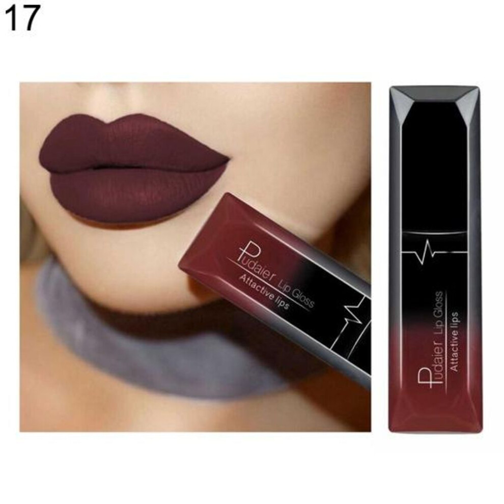(17#) Long Lasting Liquid Lipstick Matte Moisturizing Advanced Lip Gloss Lip Glaze Glitter Matte Finish Lip Makeup Lipstick Women Sexy Beauty Cosmetic