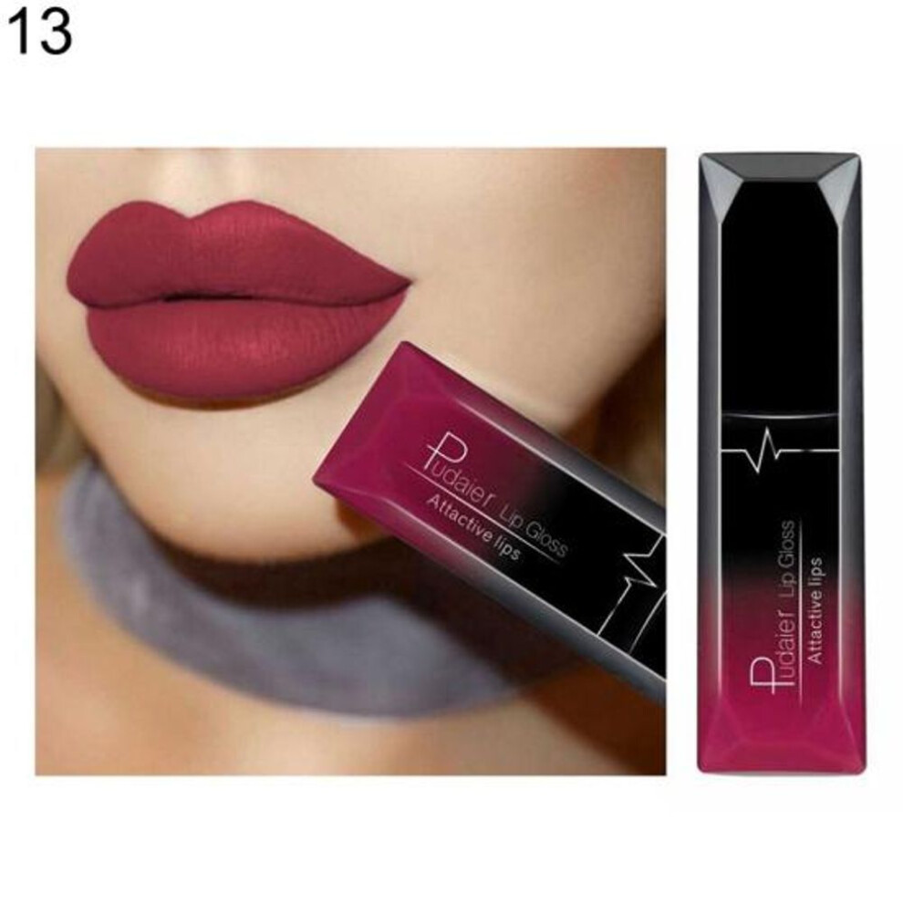 (13#) Long Lasting Liquid Lipstick Matte Moisturizing Advanced Lip Gloss Lip Glaze Glitter Matte Finish Lip Makeup Lipstick Women Sexy Beauty Cosmetic