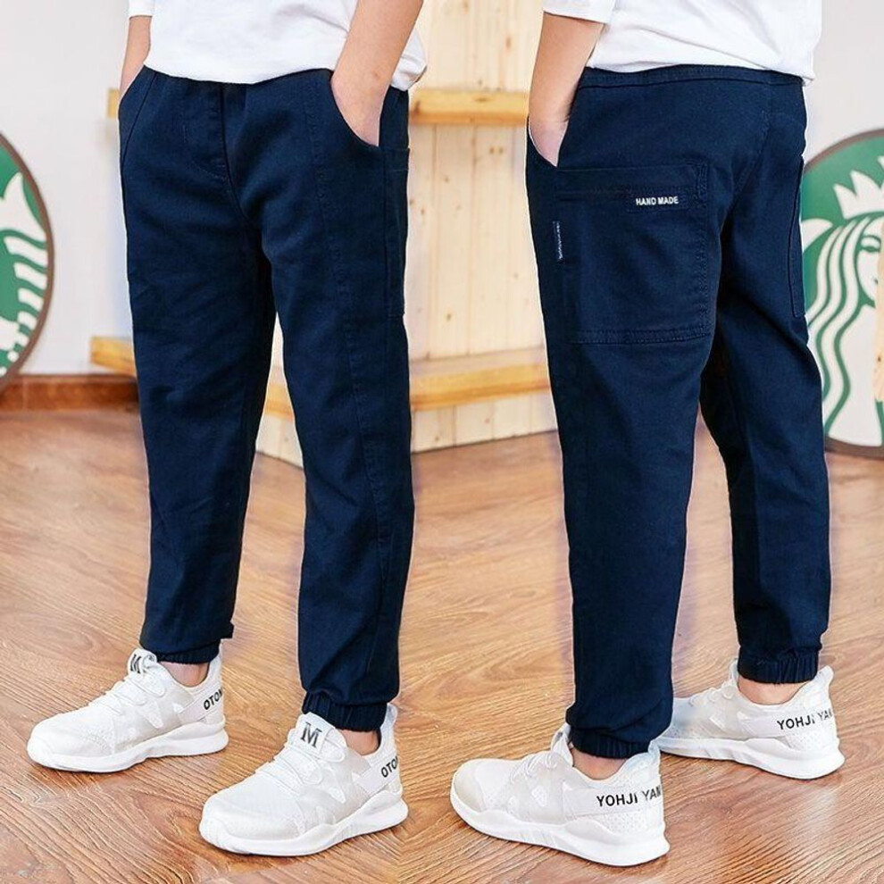 (navy blue, 130CM) Kid Sports Pants Big Boy Pants Spring Teenage Toddler Casual Kids Trousers For Boys Clothes Elastic Waist Long Pants