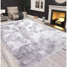 (White) Non Slip Shaggy Sparkle Living Room Carpet Rugs