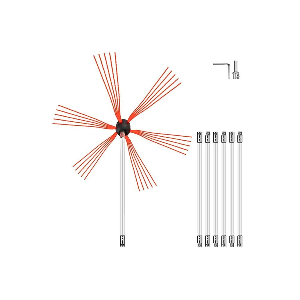 Vevor YCS7M000000000001V0 23 ft. Chimney Sweep Brush Kit with 7 Nylon Flexible Rods, White