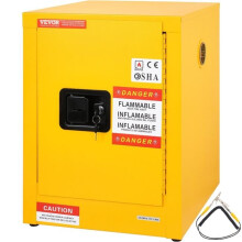 Vevor XFG56X43X43CMHS01V0 17 x 17 x 22 in. Flammable Cabinet Galvanized Steel Safety Cabinet, Yellow