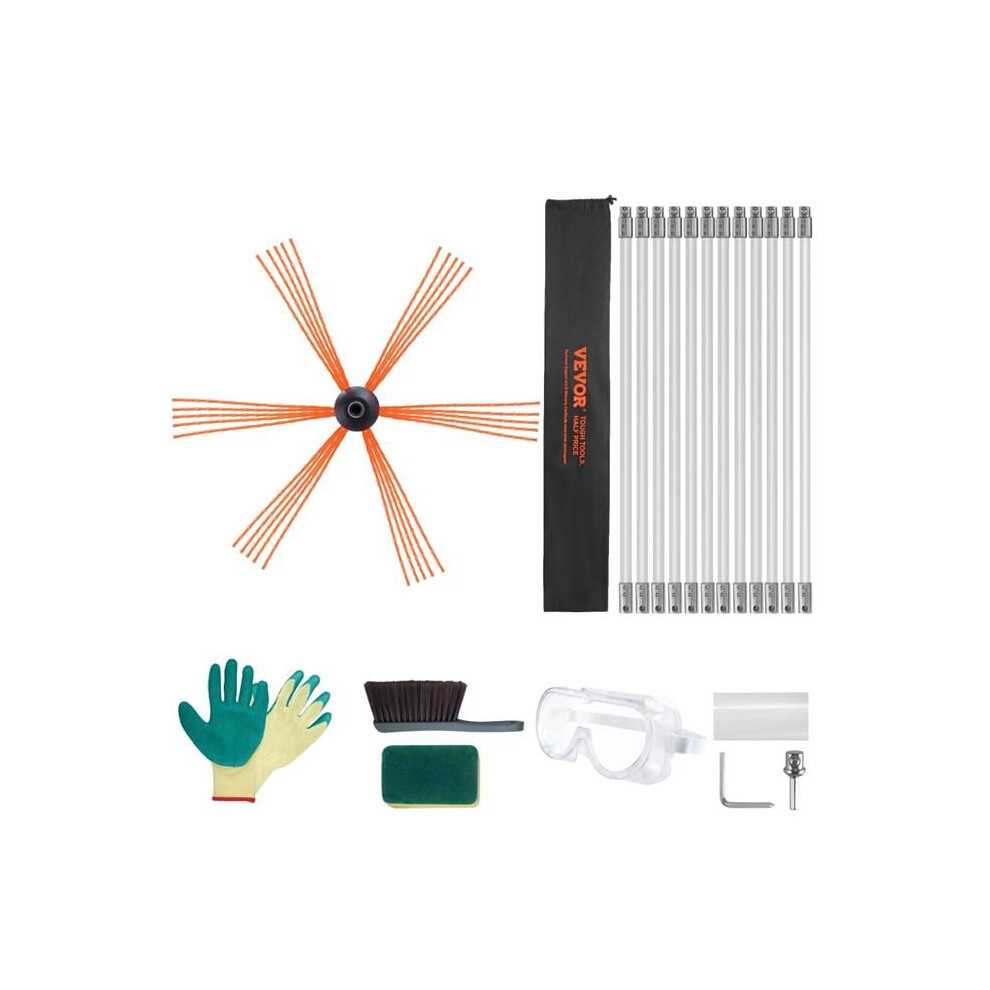 Vevor YCS39YC1PCS1SWX6XV0 39 ft. Chimney Sweep Kit with 12 Reinforced Nylon Flexible Rods