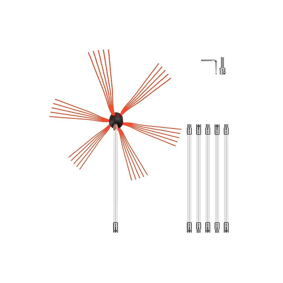 Vevor YCS6M000000000001V0 20 ft. Chimney Sweep Kit with 6 Nylon Flexible Rods, White