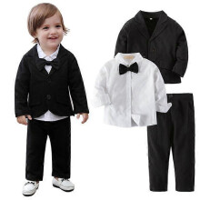 (100cm)Baby Boys 4-Piece Tuxedo with Dress Shirt, Bow Tie, Jacket, and Pants