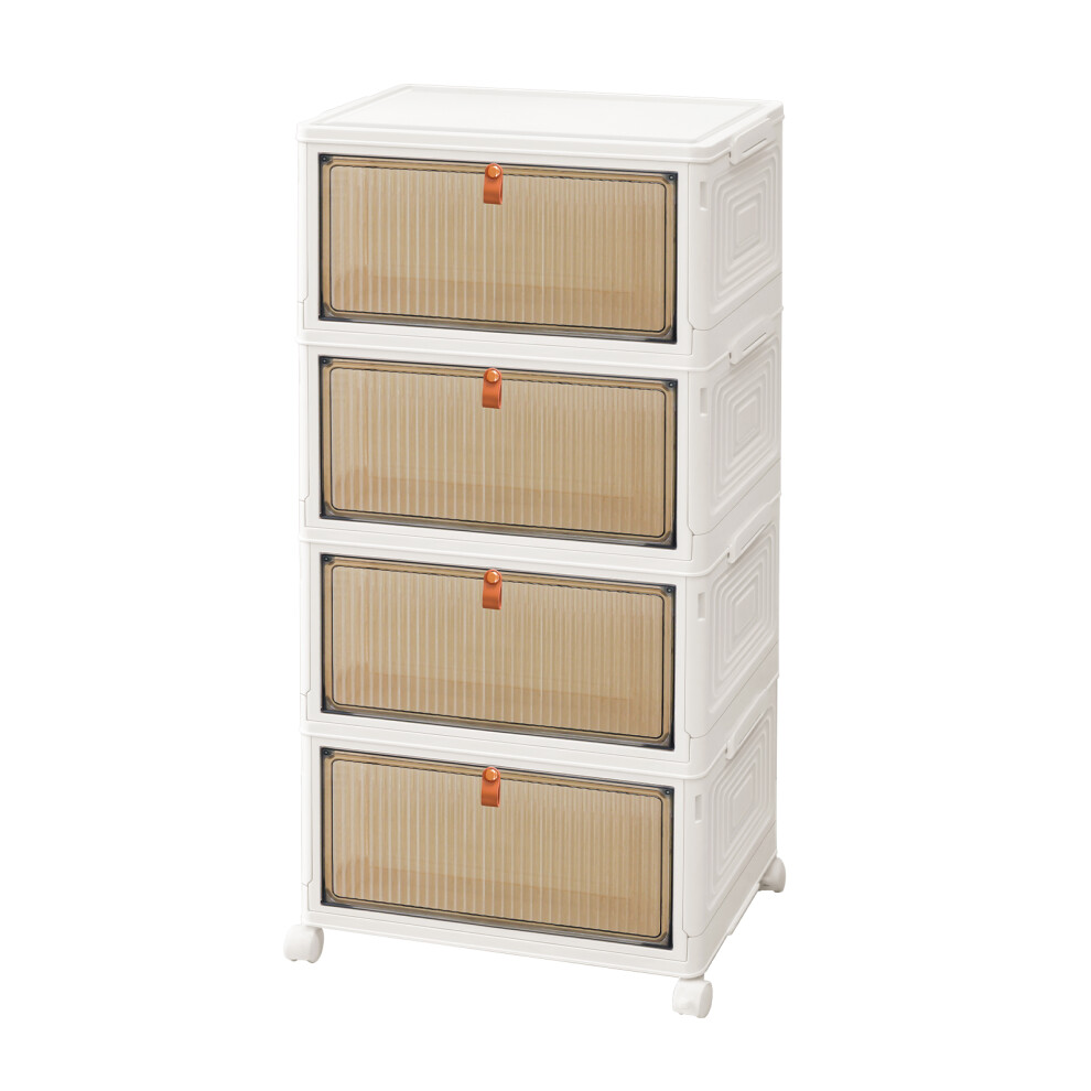 (4-Tier) Storage Boxes with Lids  3-4-5 Tiers Stackable Storage Boxes with Wheels Clothes Storage, Organizer for Bedroom Living Room Study Office