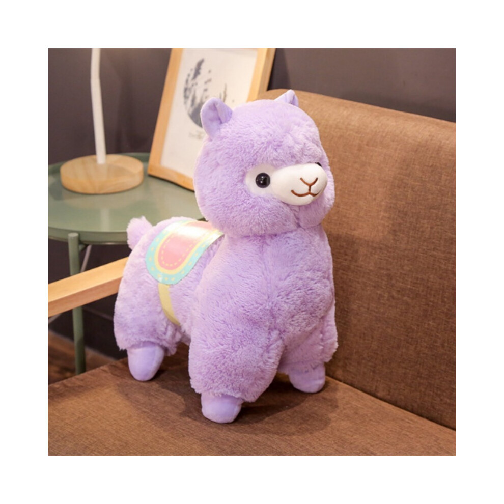 Skesrjtop (, 35Cm) New Cartoon Stuffed Alpaca Plush Toys Soft Soothing Alpaca Doll With Saddle Huggable Animal Doll Prety Home Decor Cute Gift Purple