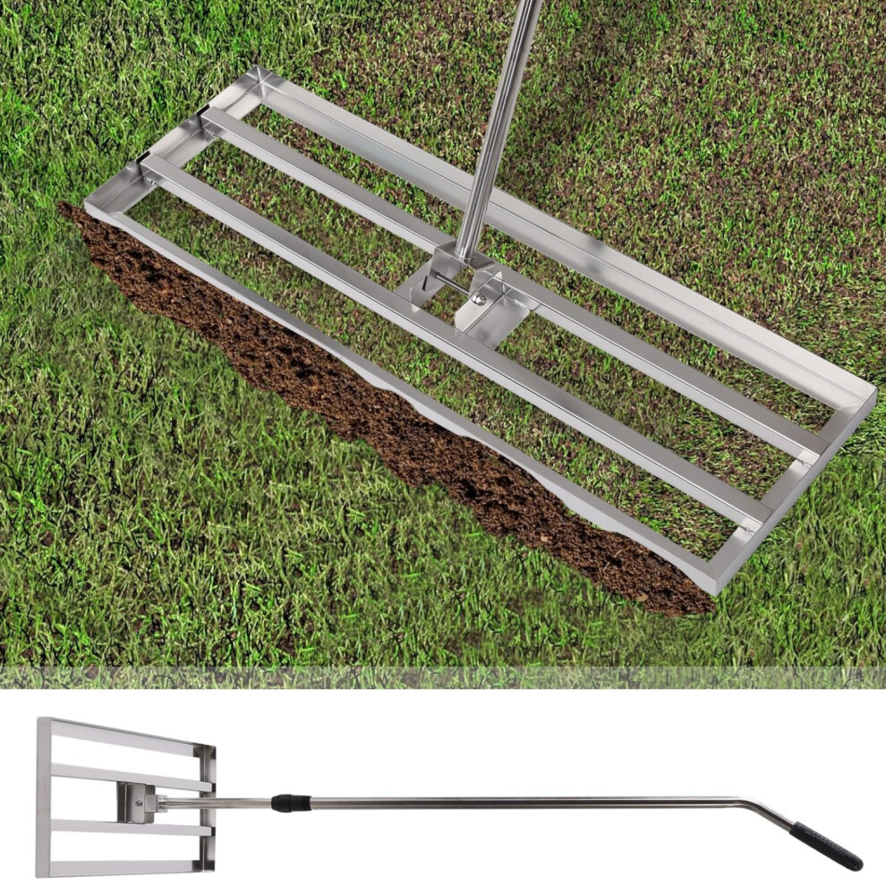 (75 x 25cm, Silver) YODOLLA Lawn Leveling Rake Level Lawn Tool