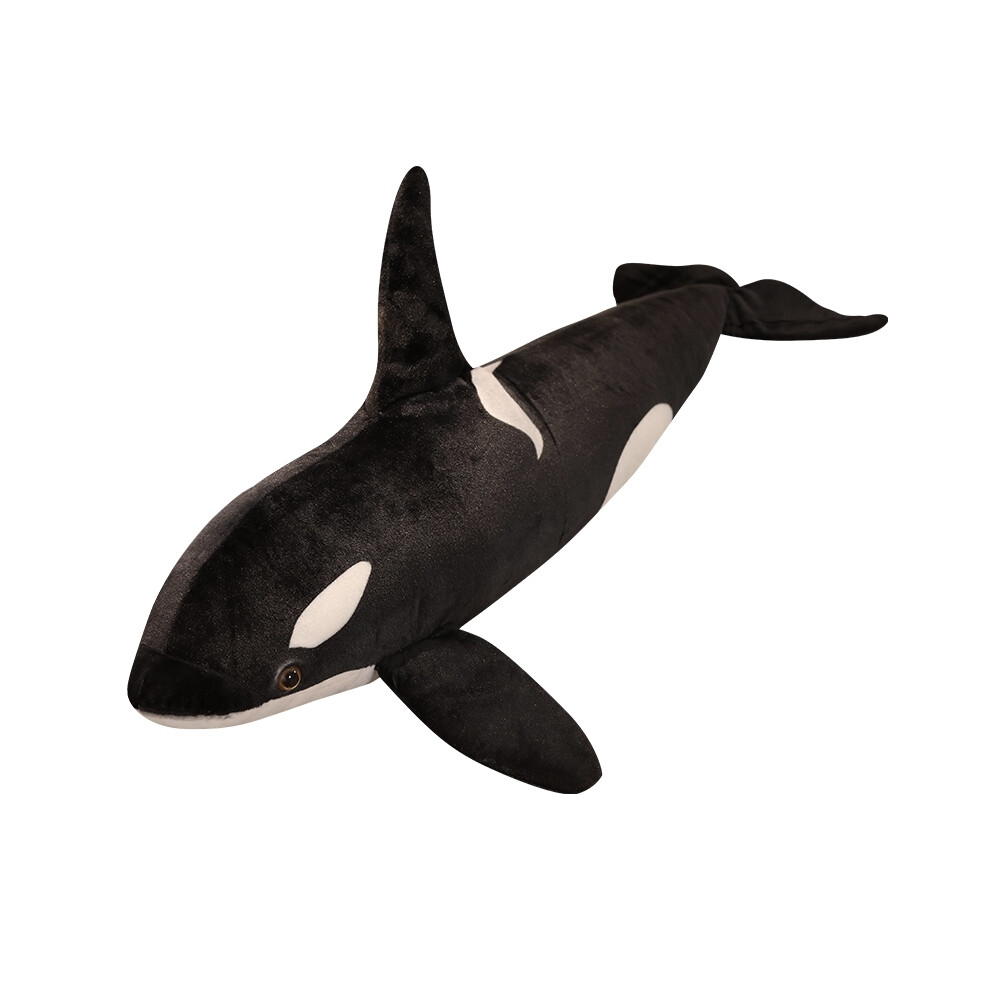 Skesrjtop (A, 70Cm) Lifelike Orcinus Orca Whale Plush Toys Big Fish Cloth Doll Shark Stuffed Sea Animals Children Birthday Gift Black