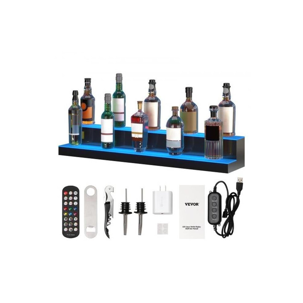 Vevor ZTXJPLED240RF8ZR0V1 40 in. 2-Step LED Lighted Liquor Bottle Display Bar Shelf RF & App Control