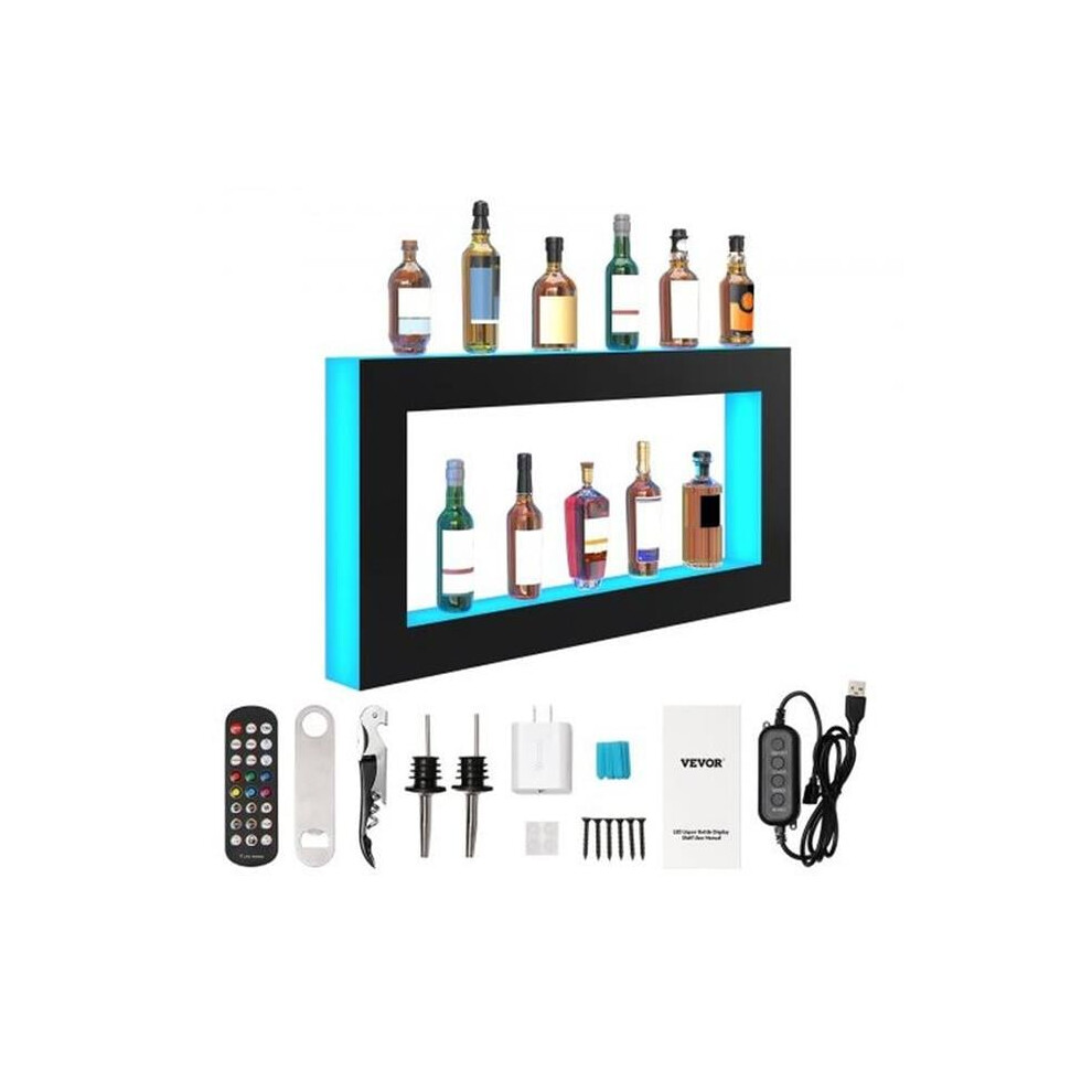 Vevor KZXBGLED248RFXCBHV1 48 in. Square LED Lighted Liquor Bottle Display Bar Shelf RF & App Control