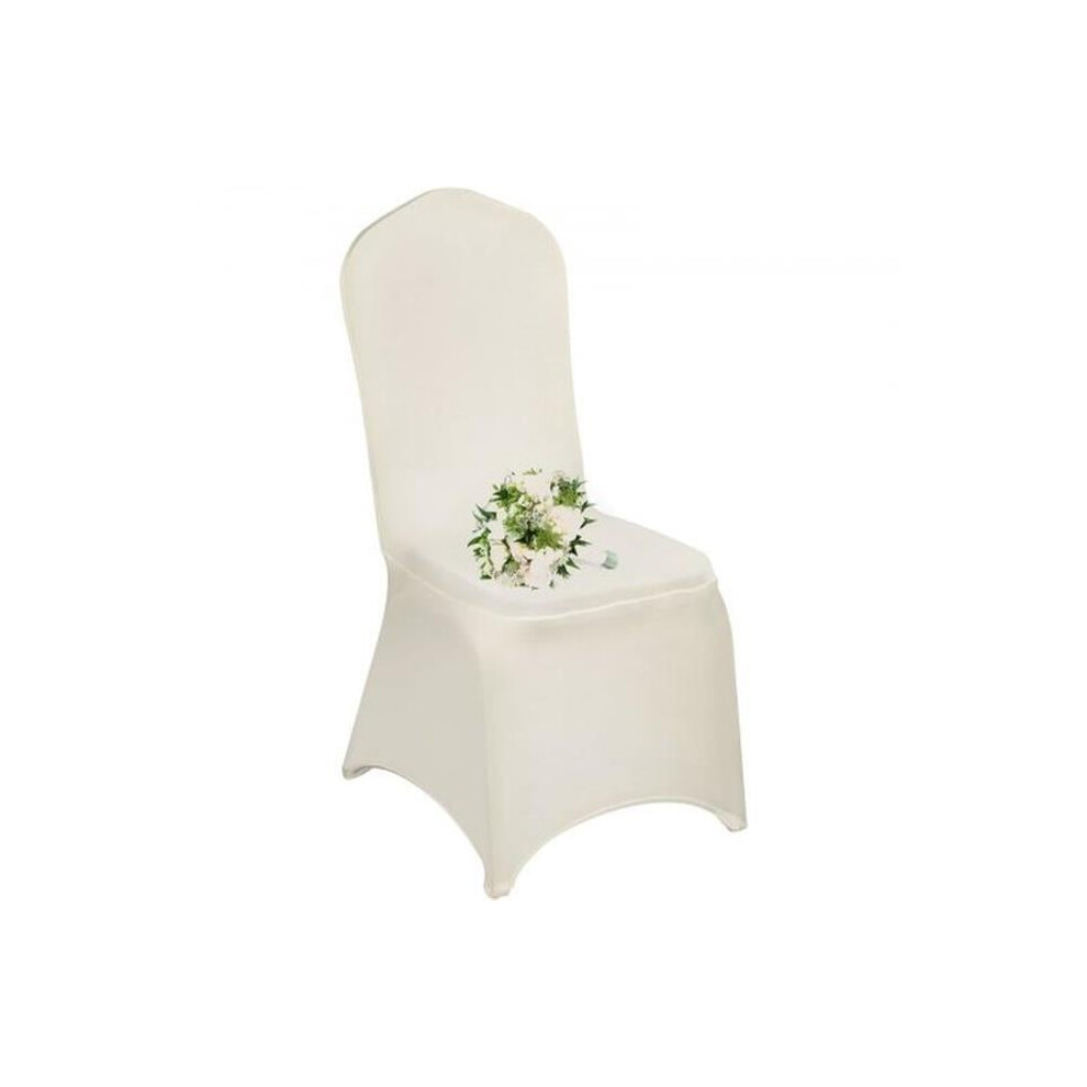 Vevor ZYT100PCSXYSQB001V0 Ivory Polyester Spandex Chair Cover Stretch Slipcover For Wedding Party Dining Banquet - 100 Piece