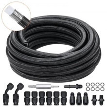 Vevor QCYYRYRG15G26J9HMV0 25 ft. 6AN Fuel Hose Line Kit with 0.312 in. Nylon Stainless Steel Braided PTFE Fuel Line Kit, Black