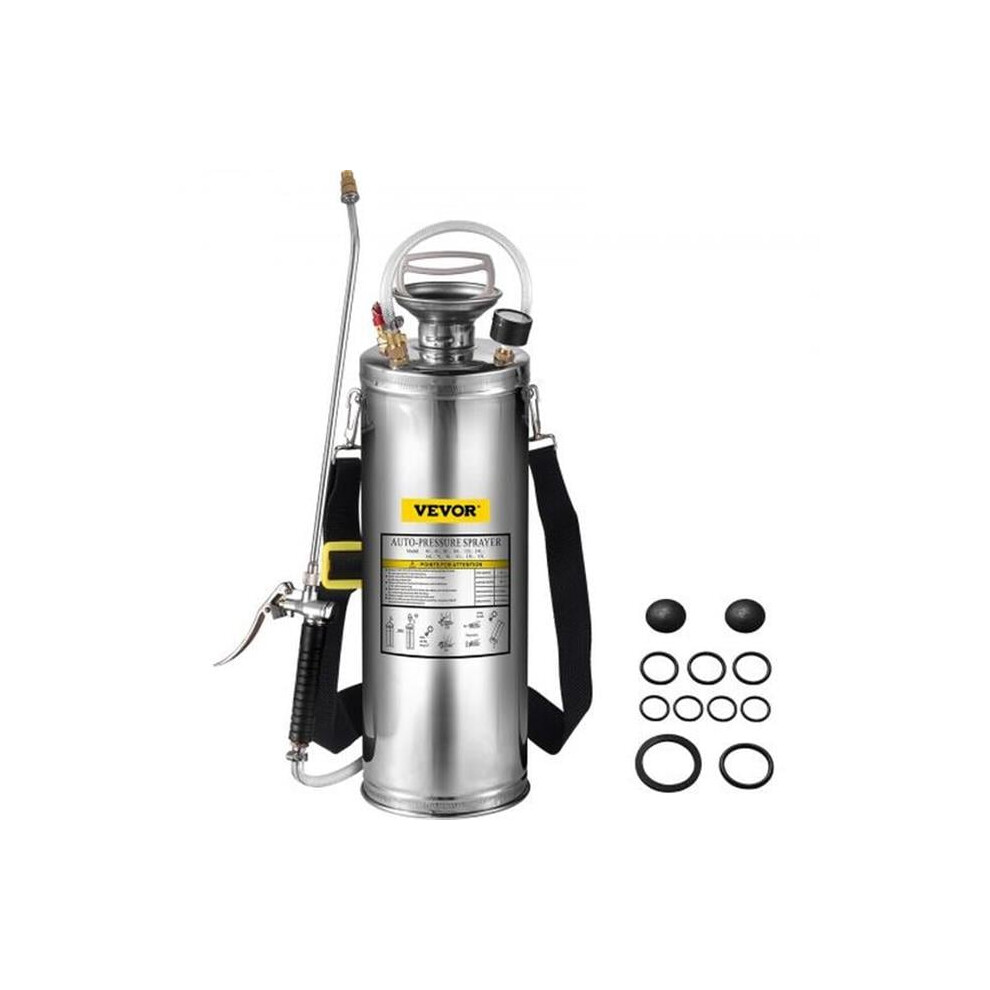 Vevor PWQBXG10L00000001V0 3 gal Stainless Steel Sprayer Set with 20 in. Wand & Handle Reinforced Hose