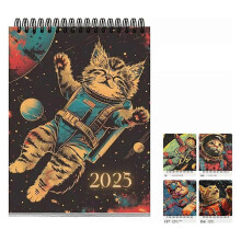 Space Cats 2025 Calendar, Funny Space Cats Calendar, 2025 Wall Calendar