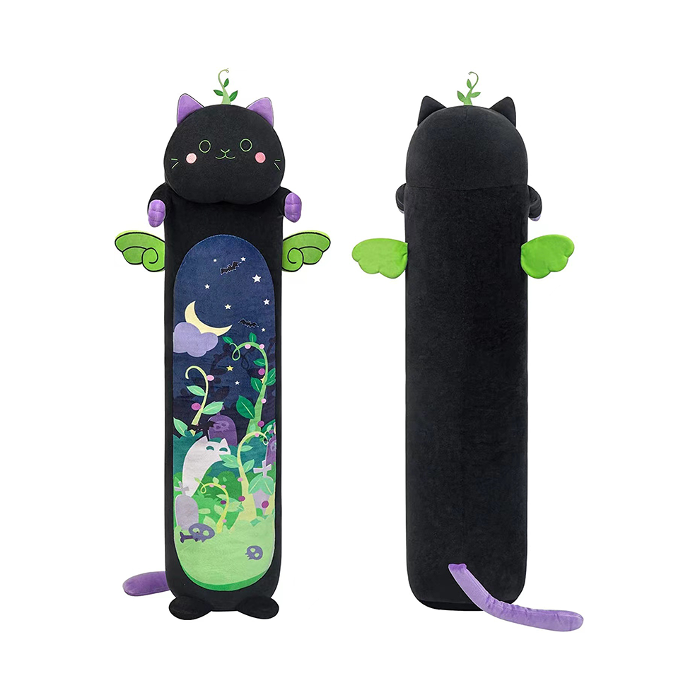 (, 50Cm/19.7In) Cat Long 2028In Plush Pillows Toy Stuffed Animals Doll Kid Gift Xmas Black/Gray