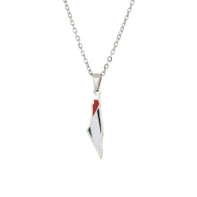 (StyleB) Pendant Palestine Israel Necklace Stainless Steel Geometric Shape Men Women Gift