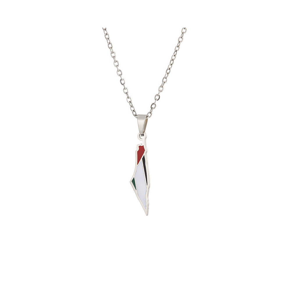 (StyleB) Pendant Palestine Israel Necklace Stainless Steel Geometric Shape Men Women Gift