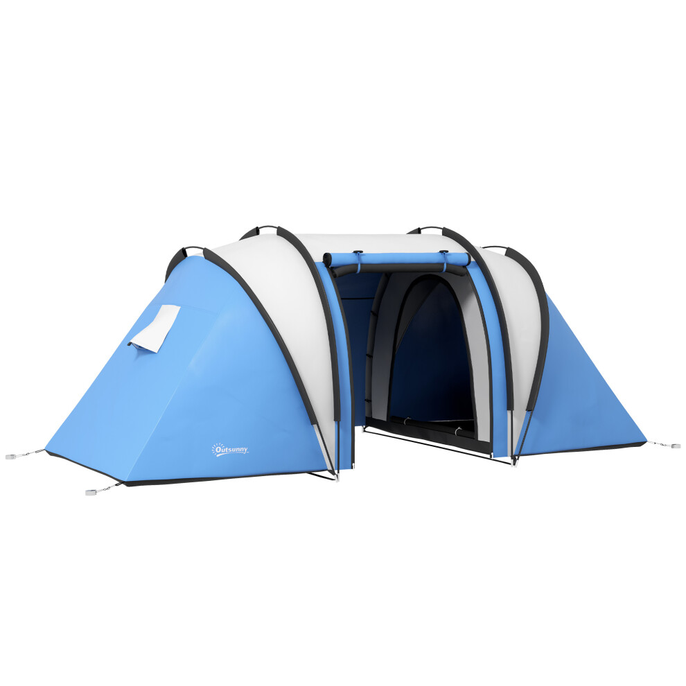 Outsunny 2 Bedroom Camping Tent With Living Area, 3000Mm Waterproof, Blue