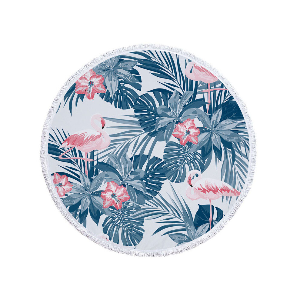 (5) Round Large Beach Towel Outdoor Picnic Blanket Flowers Printed Sand Beach Pad-image-OPC-PFZJ7HG-NEW