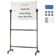 Vevor BBYCDL3624ABSW8OMV0 36 x 24 in. Rolling Magnetic Whiteboard