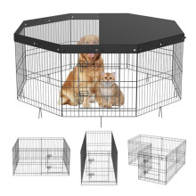 Vevor WXZZYDCWWLHSNI0GCV0 24 in. 8 Panels Foldable Metal Dog Exercise Pen with Top Cover