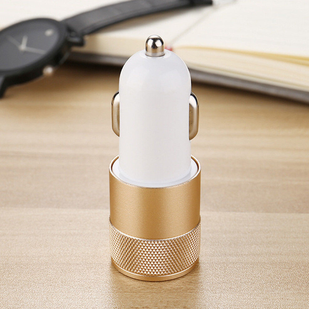 (Gold) Universal Car In Phone Dual Charger Lighter Socket Adapter Usb Twin 21a 1a Port