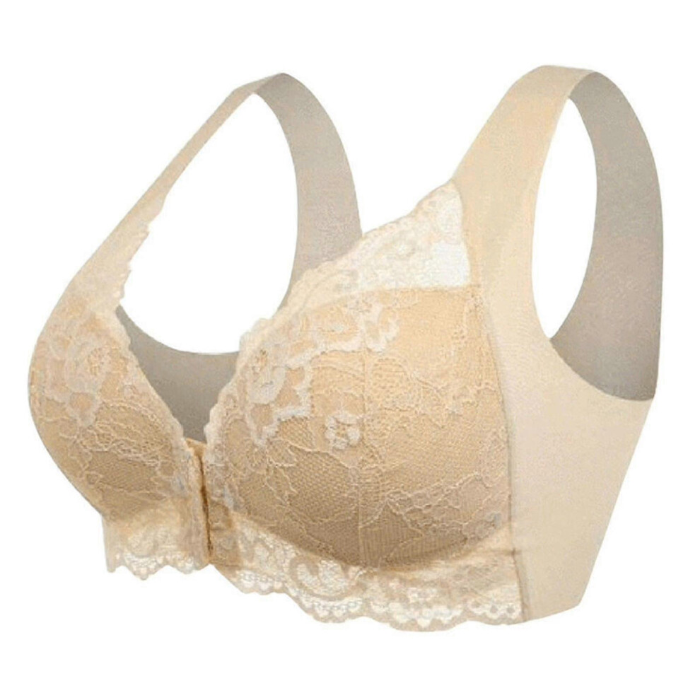 Soutien-gorge à fermeture frontale avec dentelle florale Lift Stretch 5d Shaping Seamless Bra Push Up Full Coverage Underwear for Big Cup