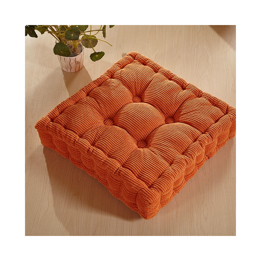 (Orange, 38x38cm/15x15inch) Patio Tatami 19" Meditation Mat Square Seat Pillow Thicken Cushion Floor 8cm Pad