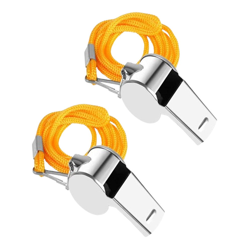 2pcs Stainless Steel Whistle with Lanyard
