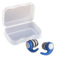 (L,Blue)Swimming Ear Plugs, 1 Pairs Waterproof Reusable Silicone Swim Earplugs