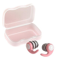(S,Pink)Swimming Ear Plugs, 1 Pairs Waterproof Reusable Silicone Swim Earplugs