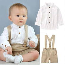 (100)2Pcs Baby Boys Gentleman Outfits Suit Set