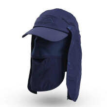 (Navy)Mens Outdoor Sun Hat For Lmell Fishing Hiking With Face Neck Flap