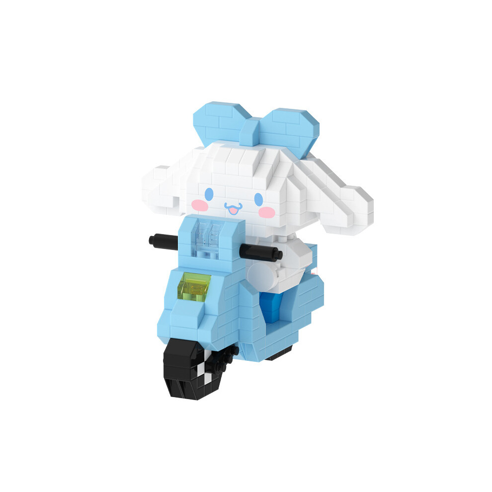(Cinnamoroll-, 339Pcs) Miniature Sanrio Particles Building Block Toys Cinnamon Kuromi Melody Riding Blue