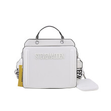 (White) Letter Pu Women Square Shoulder Bag Travel Crossbodybag Gift Handbag Commuter