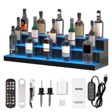 Vevor ZTXJPLED340RFAVHOV1 40 in. 3 Tiers LED Lighted Liquor Bottle Display Shelf for Holding 30 Bottles