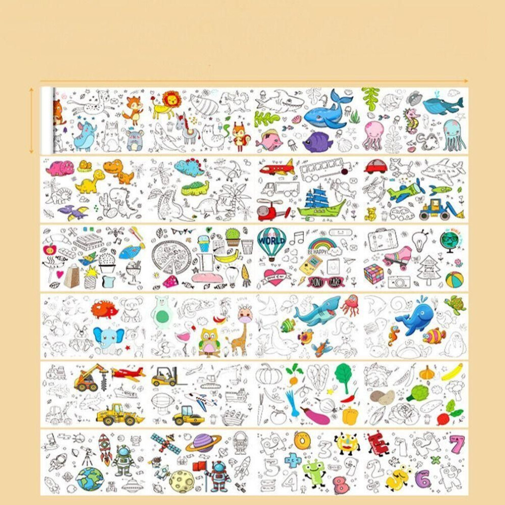(12M) Children Drawing Roll Blank Coloring Pages Children&apos;s Drawing Scroll Color Filling Paper Scroll